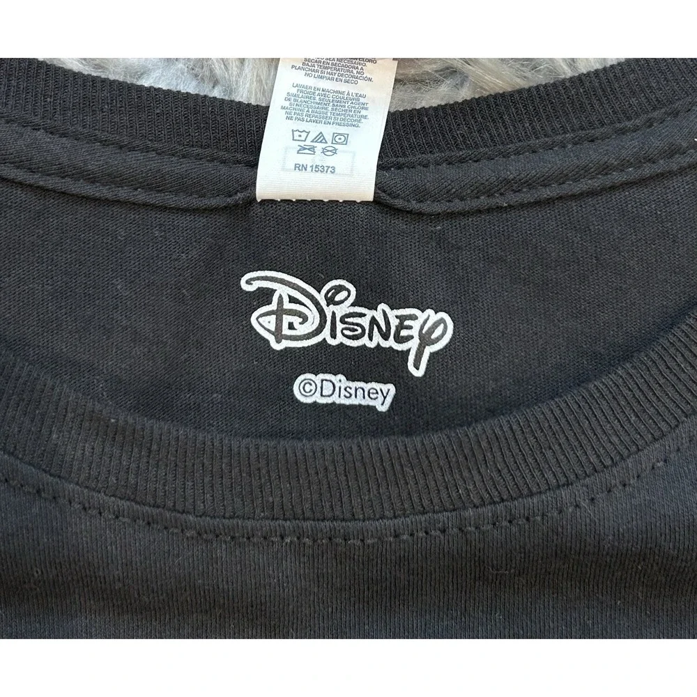 Disney Minnie Mouse Leopard Print‎ Bow Black T-shirt Size Large